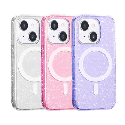 iPhone 13 Kılıf M-safe Şarj Özellikli Parlayan Simli Saydam Renkli Zore Allstar Kılıf