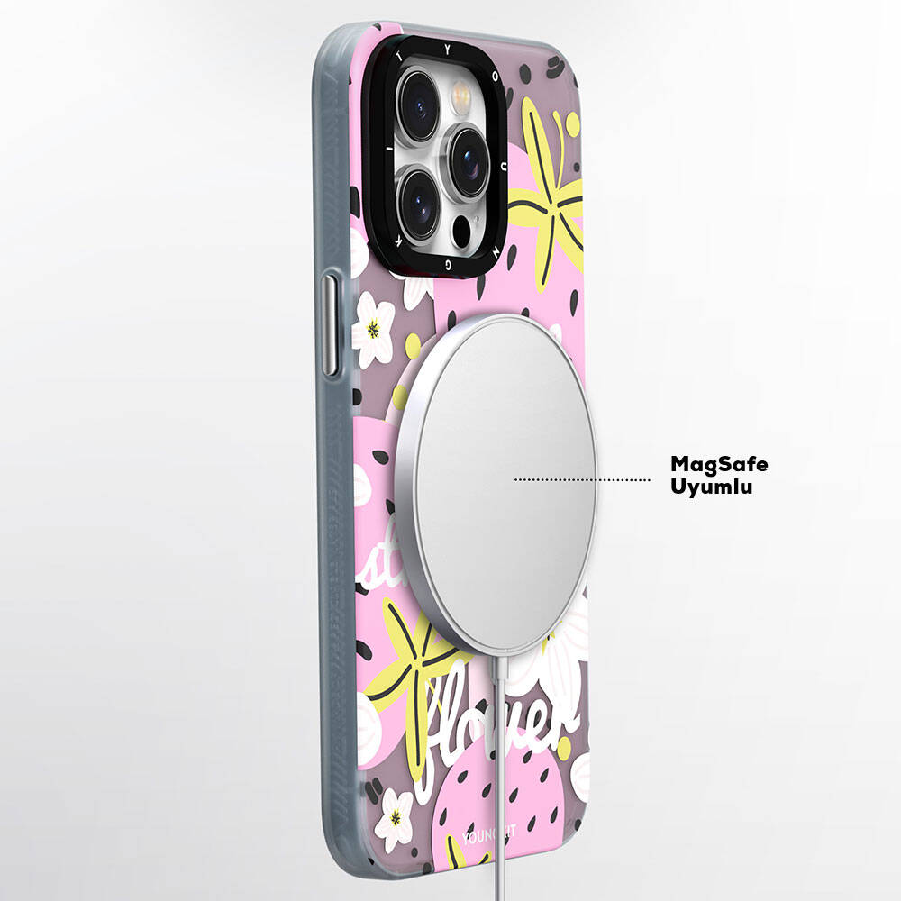 Apple iPhone 13 Kılıf Magsafe Şarj Özellikli Yaz Meyvesi Desenli Youngkit Fruity Flavour Serisi Kapak Yeşil