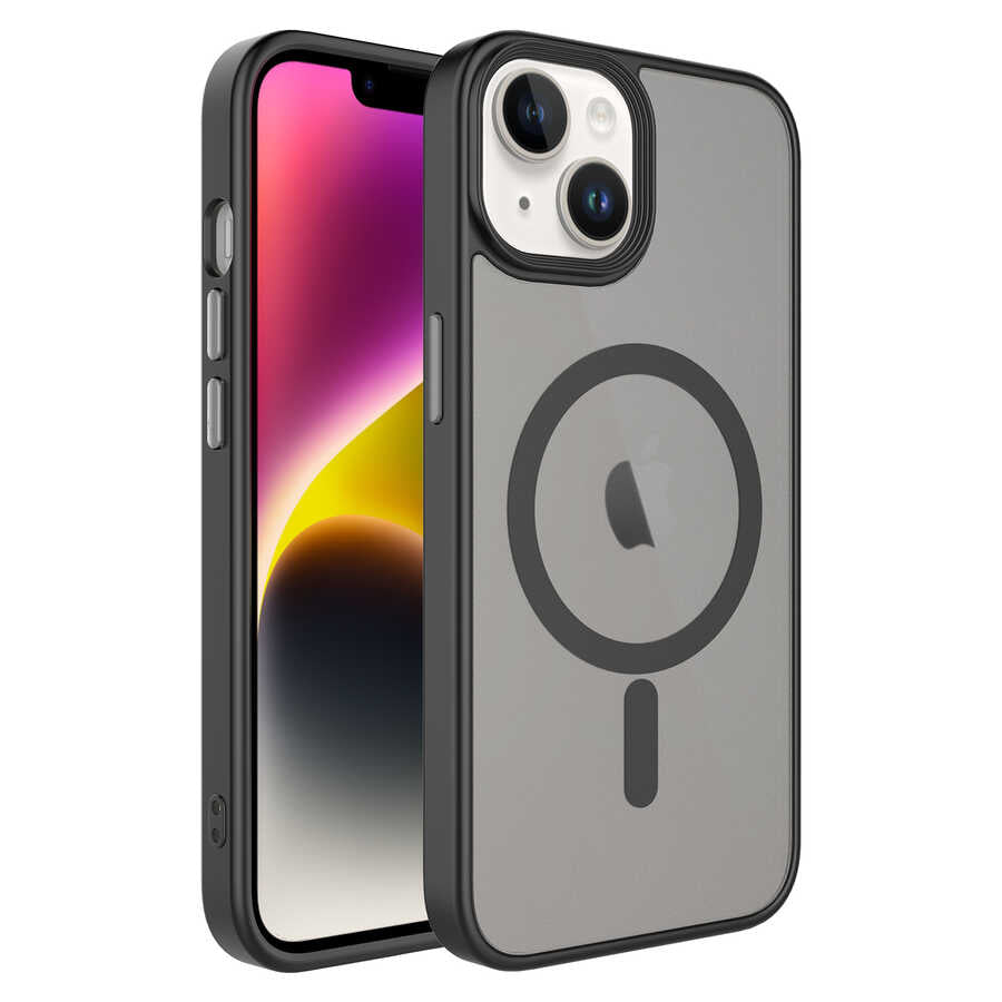 iPhone 13 Kılıf Mat Arka Yüzey Wireless Şarj Özellikli Zore Flet M-safe Kılıf