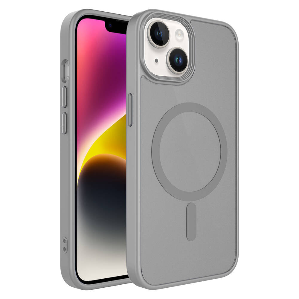 iPhone 13 Kılıf Mat Arka Yüzey Wireless Şarj Özellikli Zore Flet M-safe Kılıf