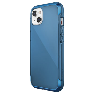 Apple iPhone 13 Kılıf Raptic Air Serisi Airbag Tasarımlı Metal Köşelikli Şeffaf Kapak Mavi