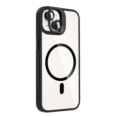 Apple iPhone 13 Kılıf Standlı ve Kamera Lens Hediyeli M-Safe Şarj Özellikli Zore Etro Kapak Lacivert