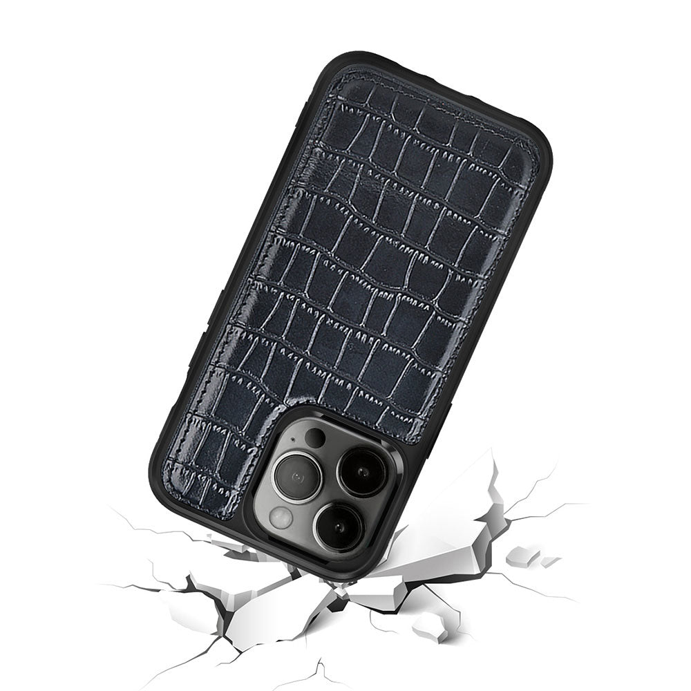 iPhone 13 Kılıf Wiwu Croco Pattern Calfskin Orjinal Deri Kılıf