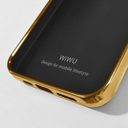 iPhone 13 Kılıf Wiwu Genuine Leather Gold Calfskin Orjinal Deri Kılıf