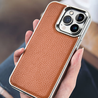 iPhone 13 Kılıf Wiwu Genuine Leather Silver Calfskin Orjinal Deri Kılıf