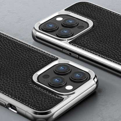 iPhone 13 Kılıf Wiwu Genuine Leather Silver Calfskin Orjinal Deri Kılıf