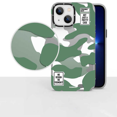 Apple iPhone 13 Kılıf YoungKit Kamuflaj Serisi Kapak Sarı