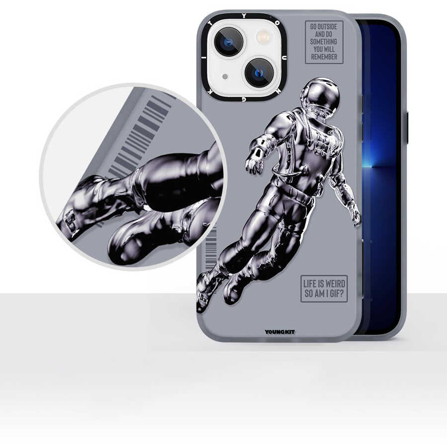 Apple iPhone 13 Kılıf YoungKit Klasik Serisi Kapak IP001 Space Ape