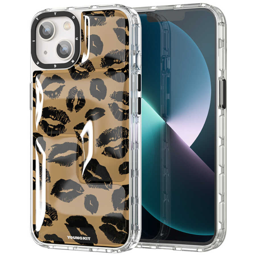 Apple iPhone 13 Kılıf YoungKit Leopard Article Serisi Kapak Kahverengi