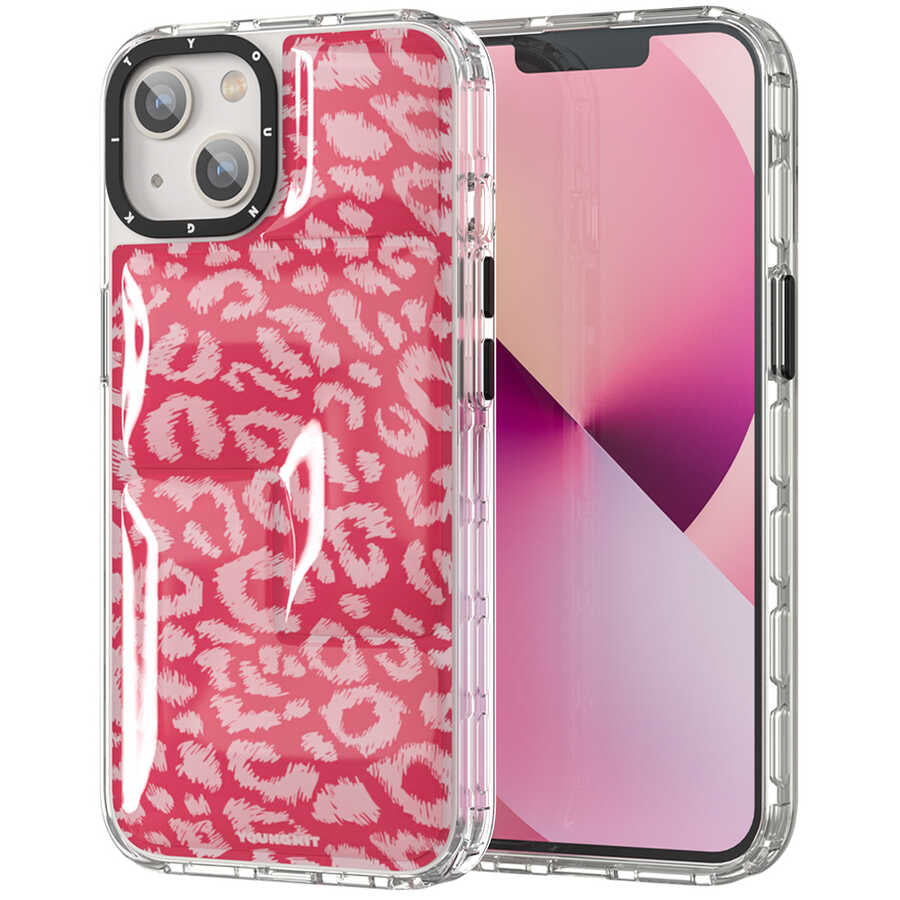 Apple iPhone 13 Kılıf YoungKit Leopard Article Serisi Kapak Pembe