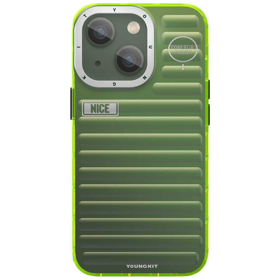Apple iPhone 13 Kılıf YoungKit Plain Coloured Serisi Kapak Yeşil