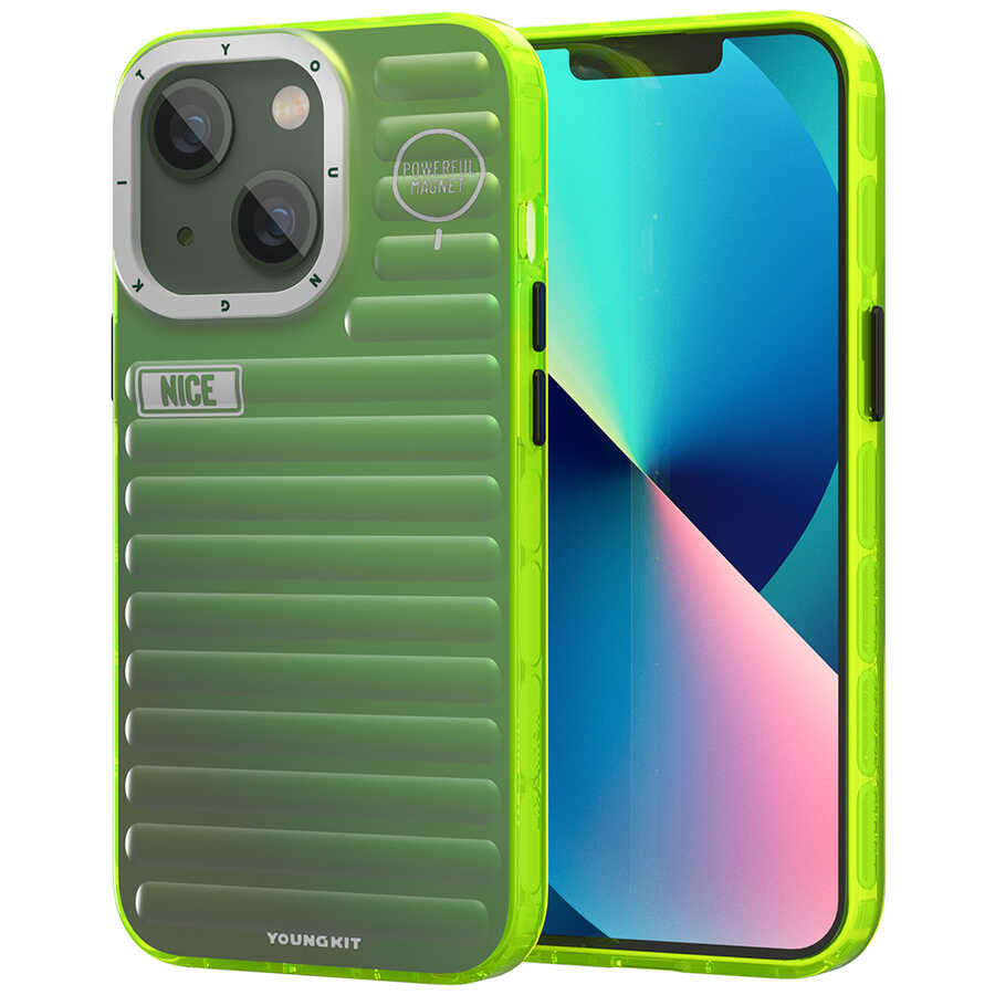 Apple iPhone 13 Kılıf YoungKit Plain Coloured Serisi Kapak Yeşil