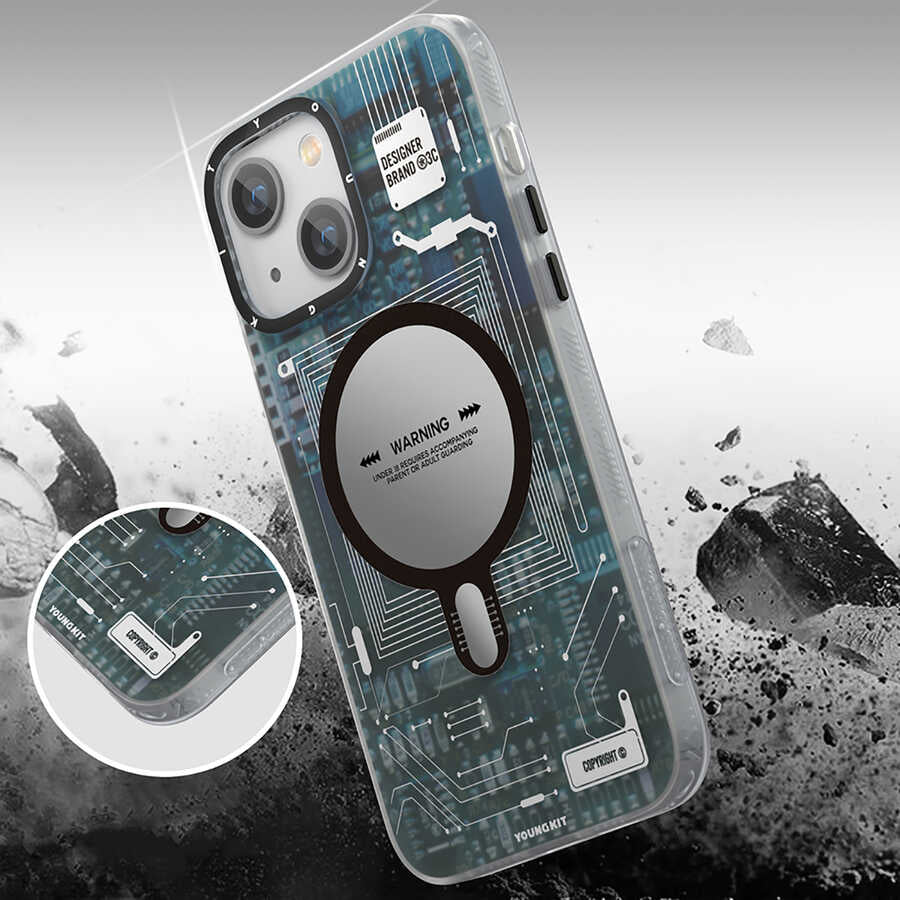 Apple iPhone 13 Kılıf YoungKit Technology Serisi Kapak Beyaz