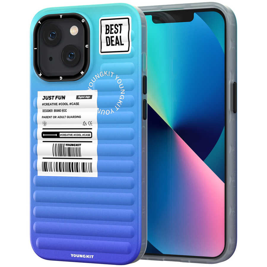 Apple iPhone 13 Kılıf YoungKit The Secret Color Serisi Kapak Mavi