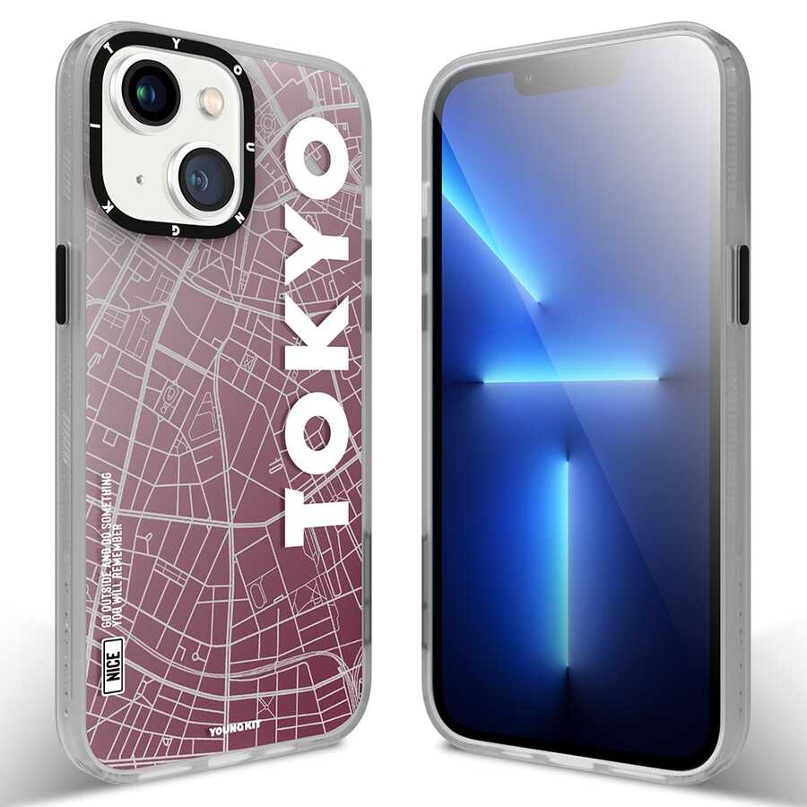 Apple iPhone 13 Kılıf YoungKit World Trip Serisi Kapak Tokyo