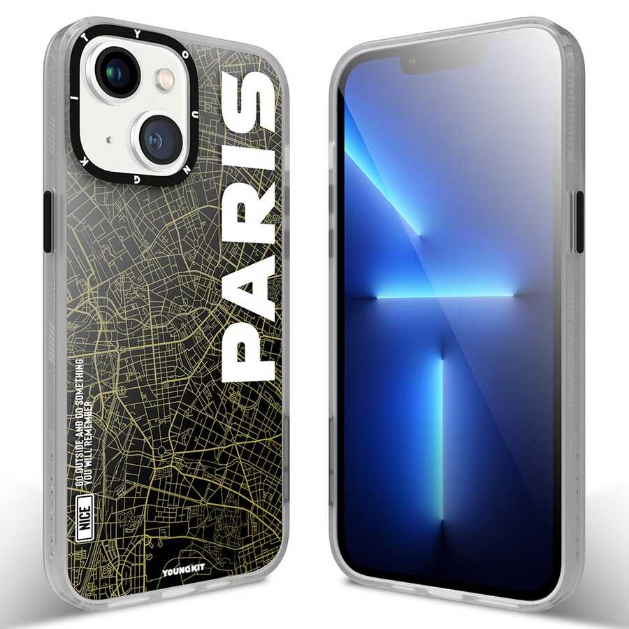 Apple iPhone 13 Kılıf YoungKit World Trip Serisi Kapak Paris