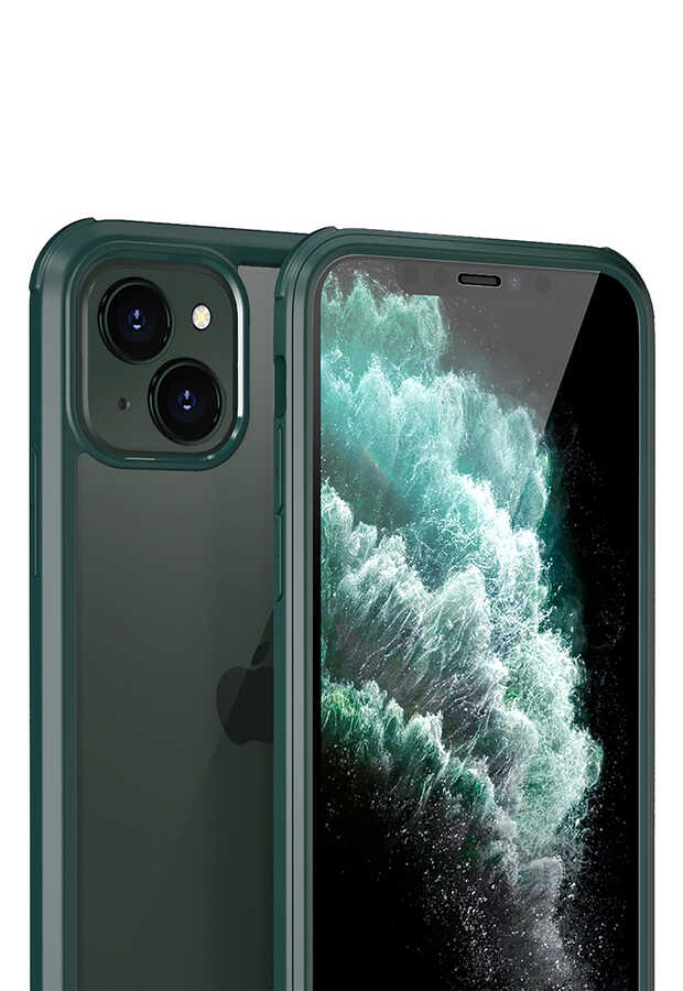 Apple iPhone 13 Kılıf Zore Dor Silikon Temperli Cam Kapak