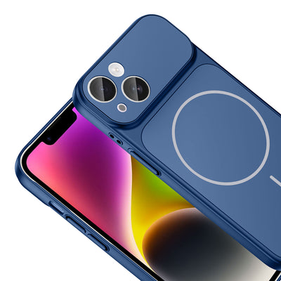 Apple iPhone 13 Kılıf Zore M-Safe Şarj Özellikli Kamera Korumalı Formen Kapak Gri