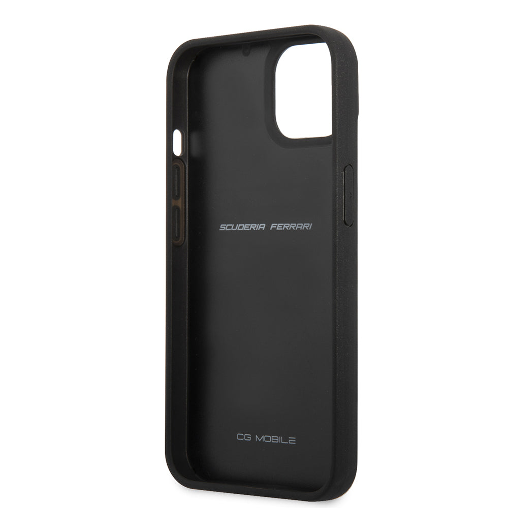 iPhone 13 Mini Kılıf Ferrari Orjinal Lisanlı Klasik Metal Logolu Karbon Dizayn Kılıf