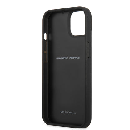 iPhone 13 Mini Kılıf Ferrari Orjinal Lisanlı Klasik Metal Logolu Karbon Dizayn Kılıf