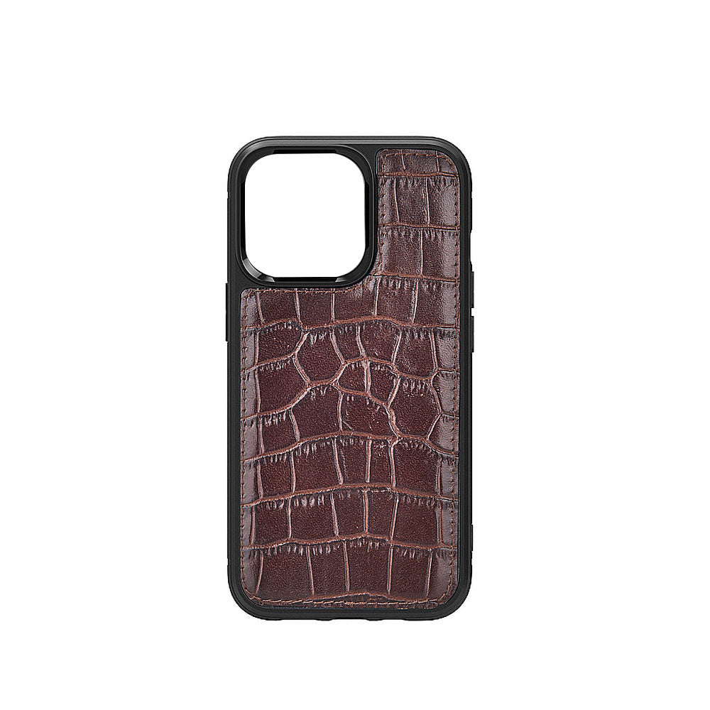 iPhone 13 Mini Kılıf Wiwu Croco Pattern Calfskin Orjinal Deri Kılıf