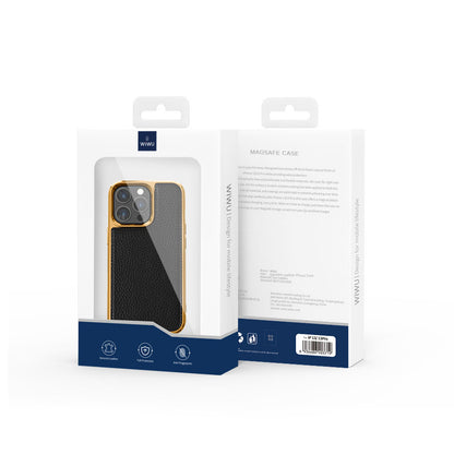 iPhone 13 Mini Kılıf Wiwu Genuine Leather Gold Calfskin Orjinal Deri Kılıf