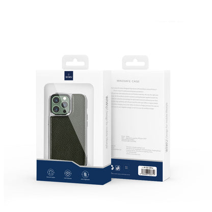 iPhone 13 Mini Kılıf Wiwu Genuine Leather Silver Calfskin Orjinal Deri Kılıf
