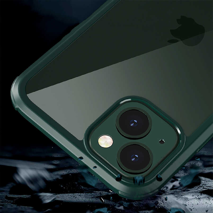 Apple iPhone 13 Mini Kılıf Zore Dor Silikon Temperli Cam Kapak