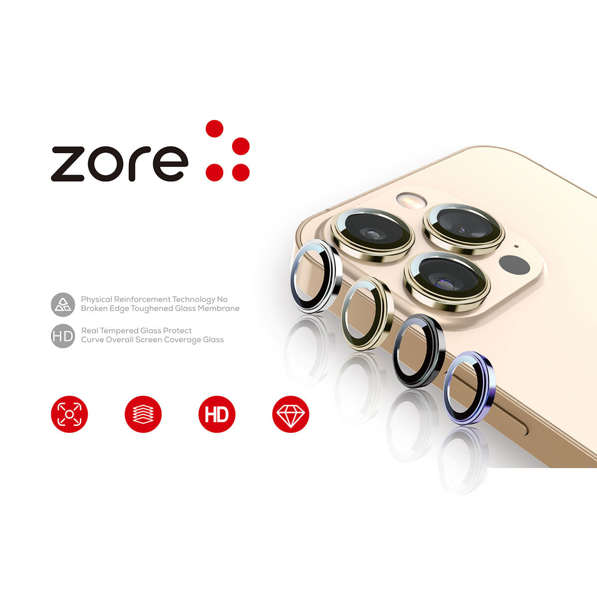 Apple iPhone 13 Mini Zore CL-12 Premium Safir Parmak İzi Bırakmayan Anti-Reflective Kamera Lens Koruyucu Mavi