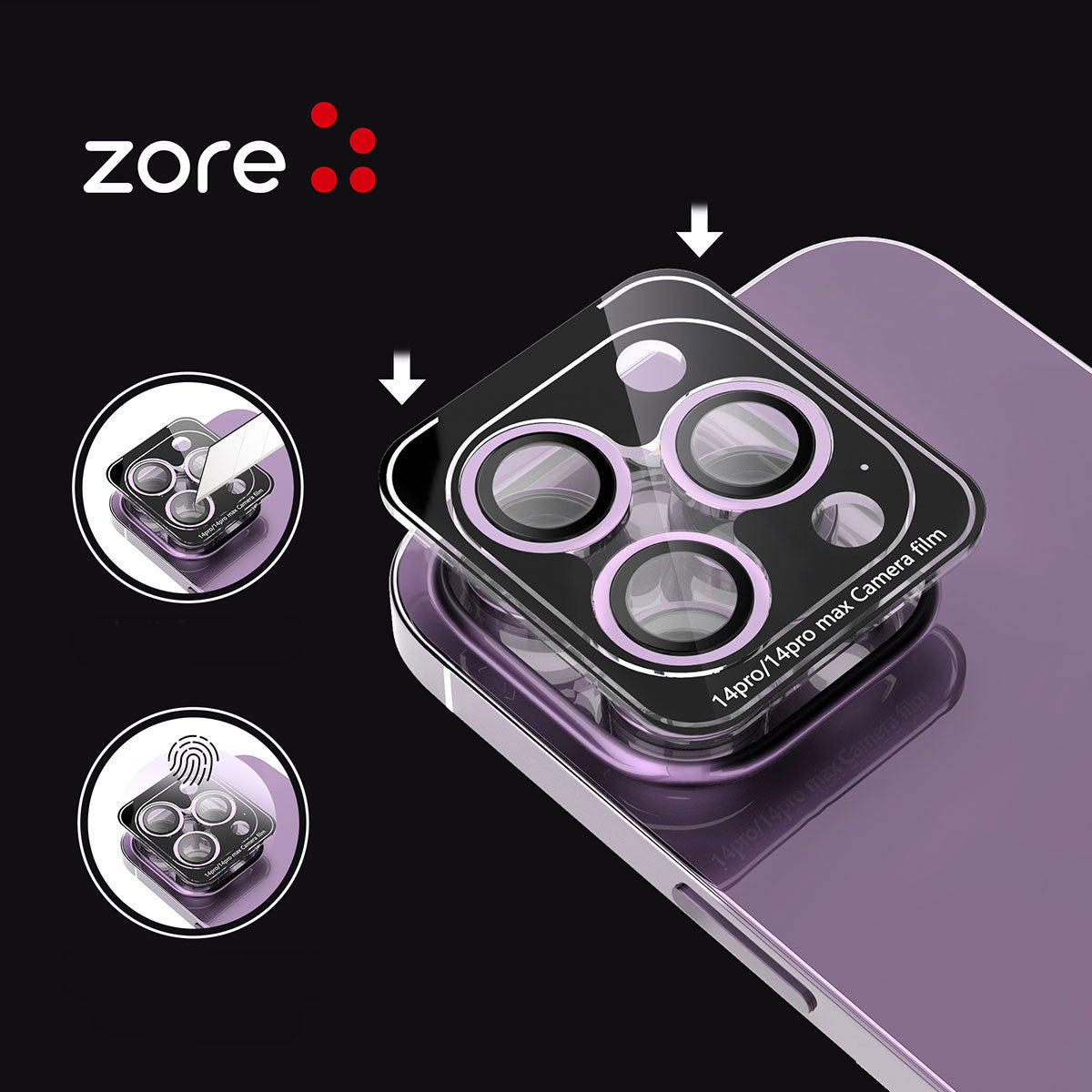 Apple iPhone 13 Mini Zore CL-12 Premium Safir Parmak İzi Bırakmayan Anti-Reflective Kamera Lens Koruyucu Siyah