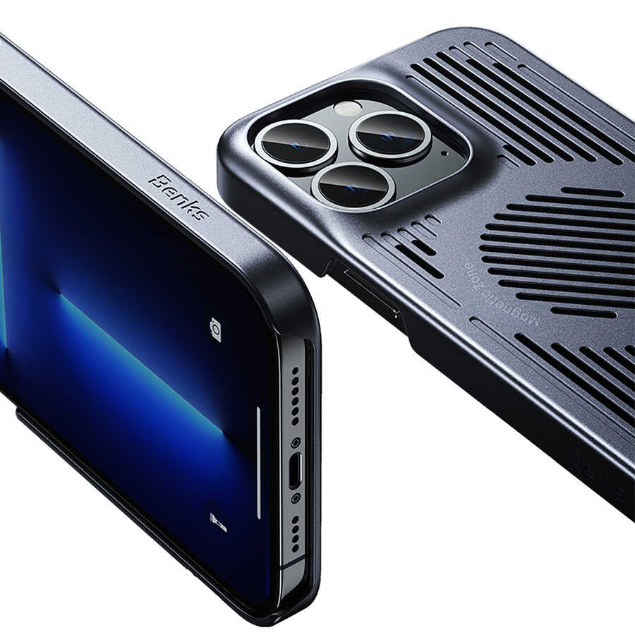 Apple iPhone 13 Pro Kılıf Benks Bizzard Soğutucu Özellikli Oyuncu Telefon Kılıfı Gri