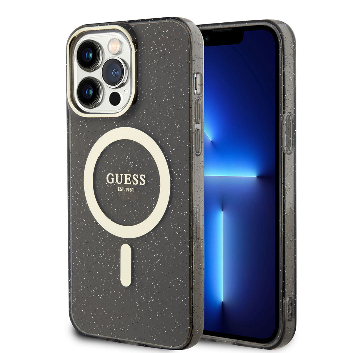 iPhone 13 Pro Kılıf GUESS M-safe Şarj Özellikli Glitter Kılıf