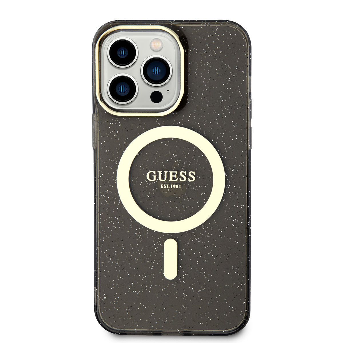 Apple iPhone 13 Pro Kılıf GUESS Magsafe Şarj Özellikli Glitter Kapak Mor