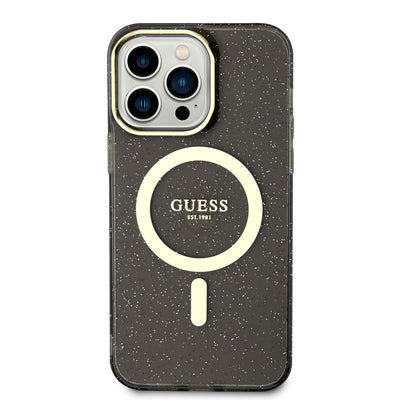 Apple iPhone 13 Pro Kılıf GUESS Magsafe Şarj Özellikli Glitter Kapak Mor