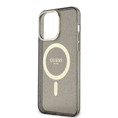 Apple iPhone 13 Pro Kılıf GUESS Magsafe Şarj Özellikli Glitter Kapak Mor