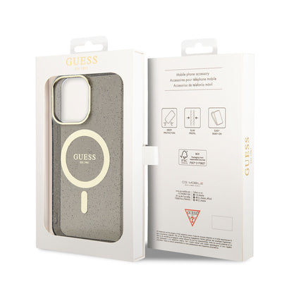 Apple iPhone 13 Pro Kılıf GUESS Magsafe Şarj Özellikli Glitter Kapak Mor