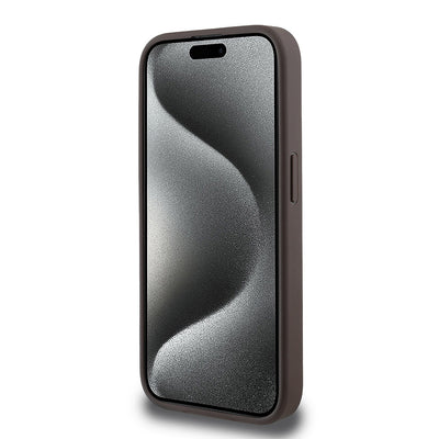 Apple iPhone 13 Pro Kılıf Guess Orjinal Lisanslı Magsafe Şarj Özellikli Small 4G Classic Kapak Kahverengi