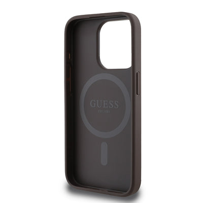 Apple iPhone 13 Pro Kılıf Guess Orjinal Lisanslı Magsafe Şarj Özellikli Small 4G Classic Kapak Siyah