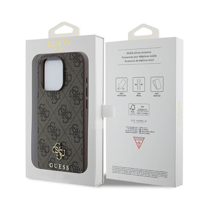Apple iPhone 13 Pro Kılıf Guess Orjinal Lisanslı Magsafe Şarj Özellikli Small 4G Classic Kapak Kahverengi