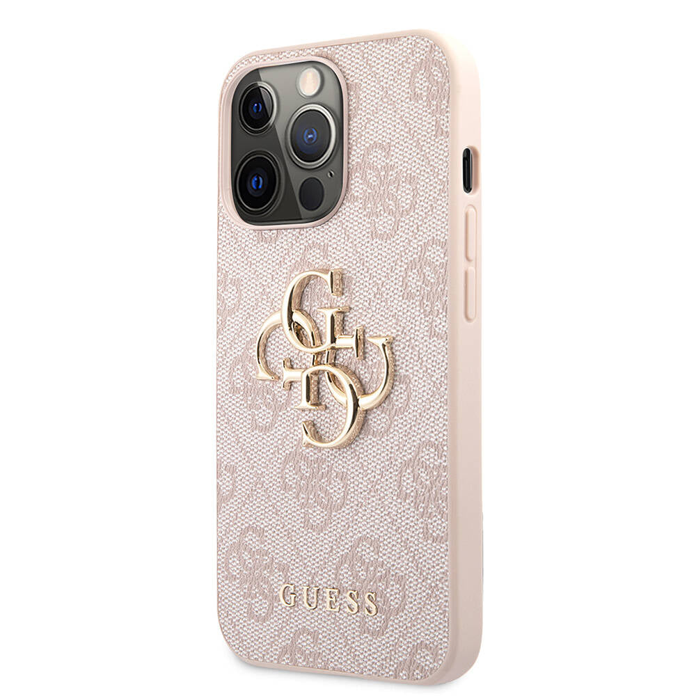 iPhone 13 Pro Kılıf Guess Orjinal Lisanslı PU Deri 4G Desenli Metal Büyük 4G ve Yazı Logolu Kılıf