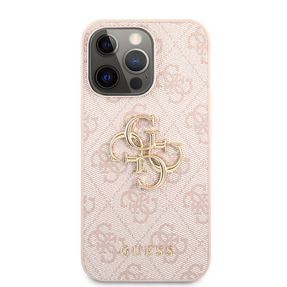 iPhone 13 Pro Kılıf Guess Orjinal Lisanslı PU Deri 4G Desenli Metal Büyük 4G ve Yazı Logolu Kılıf