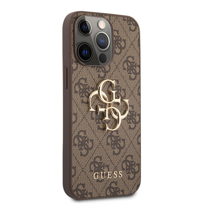 iPhone 13 Pro Kılıf Guess Orjinal Lisanslı PU Deri 4G Desenli Metal Büyük 4G ve Yazı Logolu Kılıf