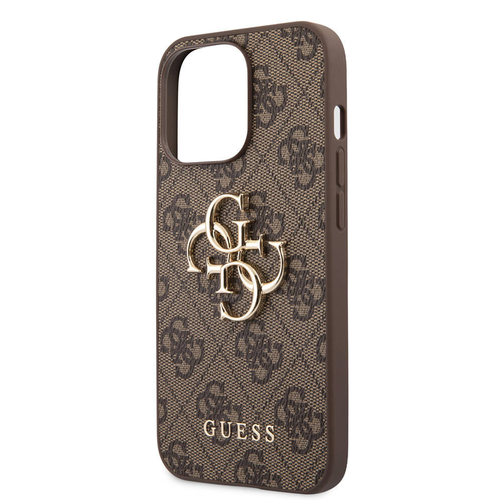 iPhone 13 Pro Kılıf Guess Orjinal Lisanslı PU Deri 4G Desenli Metal Büyük 4G ve Yazı Logolu Kılıf