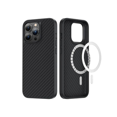 Apple iPhone 13 Pro Kılıf Magsafe Özellikli Karbon Fiber Benks Essential Kevlar Kapak Siyah