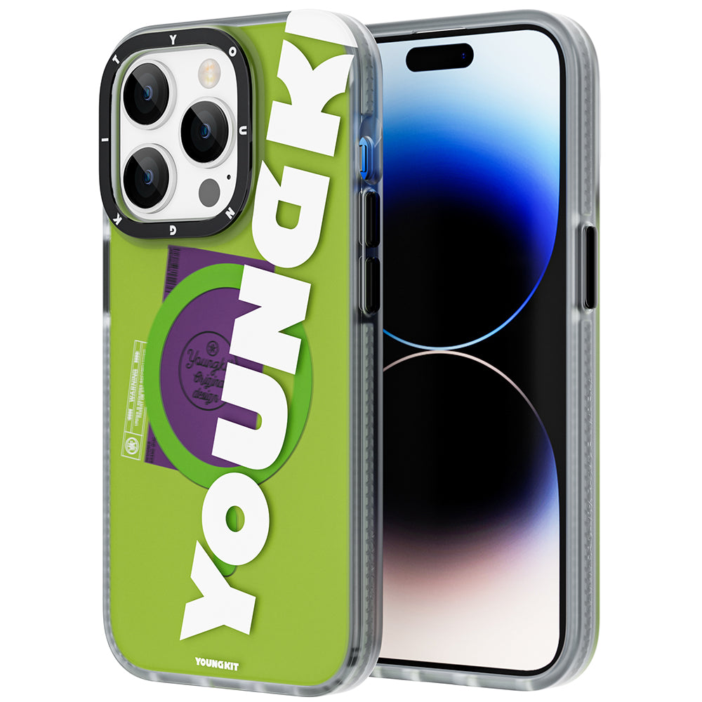 Apple iPhone 13 Pro Kılıf Magsafe Şarj Özellikli Youngkit Binfen Serisi Yazı Temalı Kapak Pembe