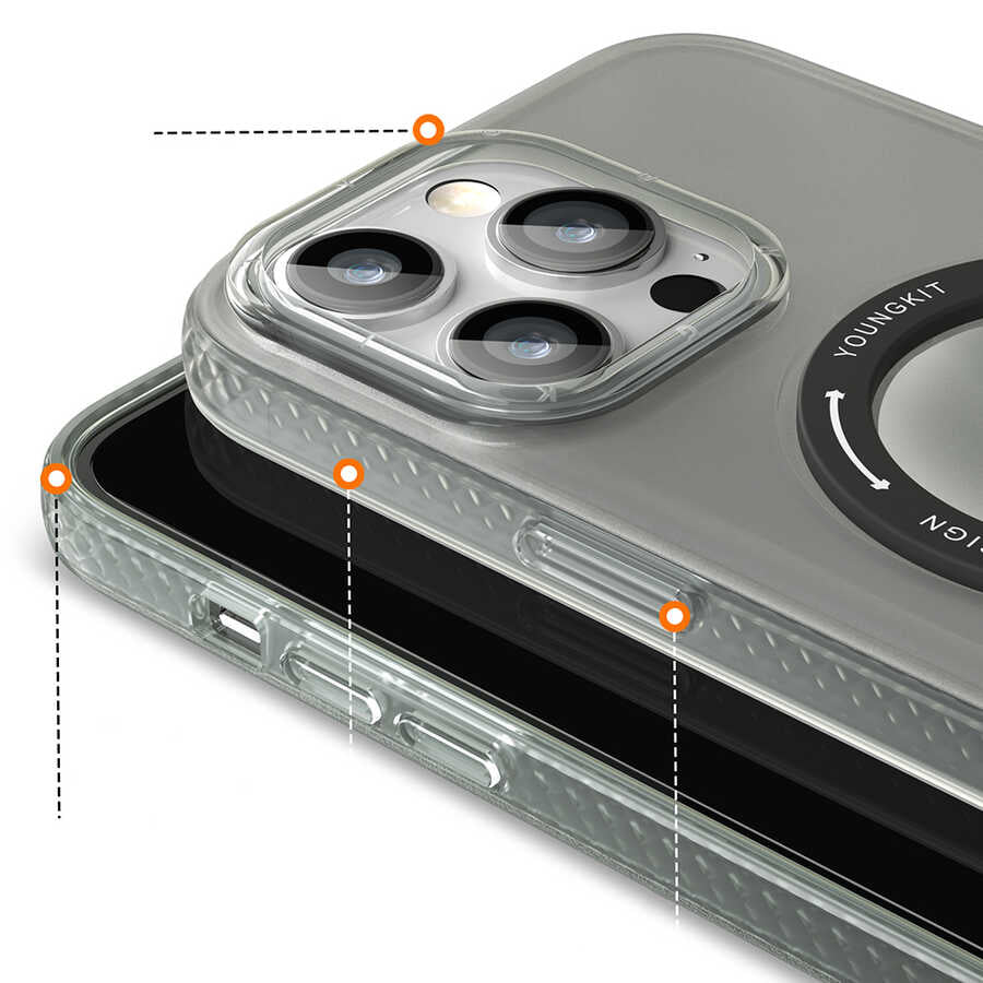 iPhone 13 Pro Kılıf M-safe Şarj Özellikli Youngkit Rock Serisi Kılıf