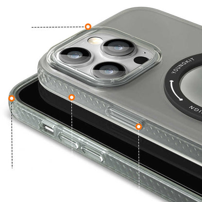 iPhone 13 Pro Kılıf M-safe Şarj Özellikli Youngkit Rock Serisi Kılıf