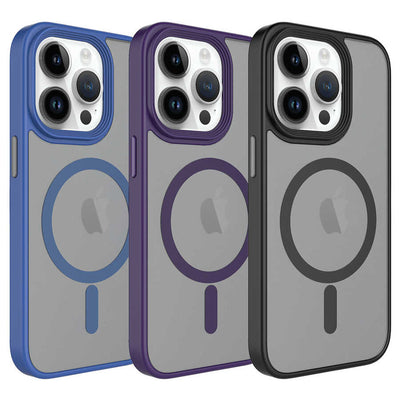 Apple iPhone 13 Pro Kılıf Mat Arka Yüzey Wireless Şarj Özellikli Zore Flet Magsafe Kapak Siyah