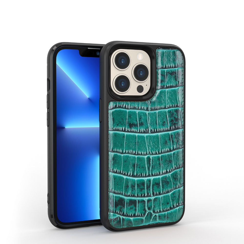 iPhone 13 Pro Kılıf Wiwu Croco Pattern Calfskin Orjinal Deri Kılıf