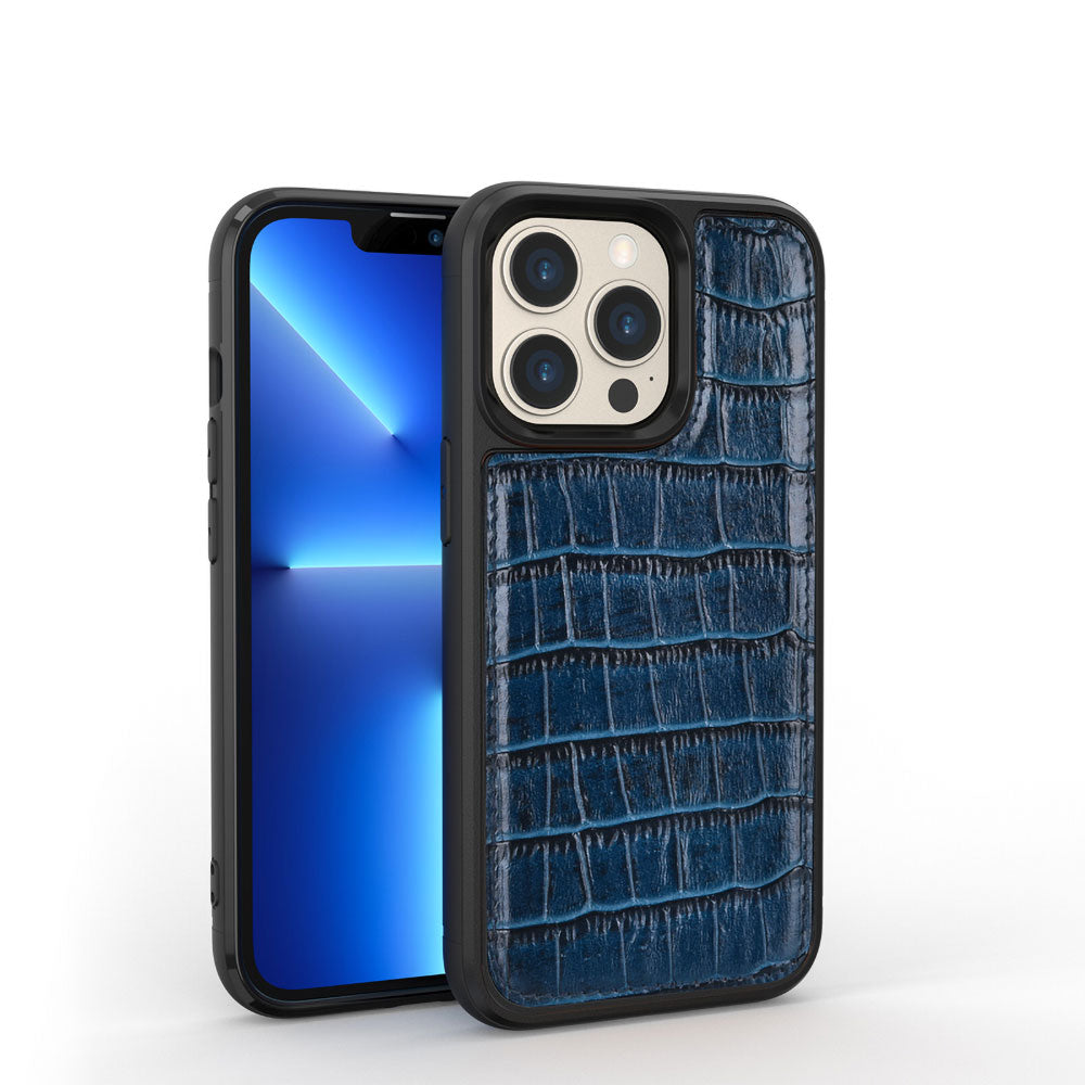 iPhone 13 Pro Kılıf Wiwu Croco Pattern Calfskin Orjinal Deri Kılıf